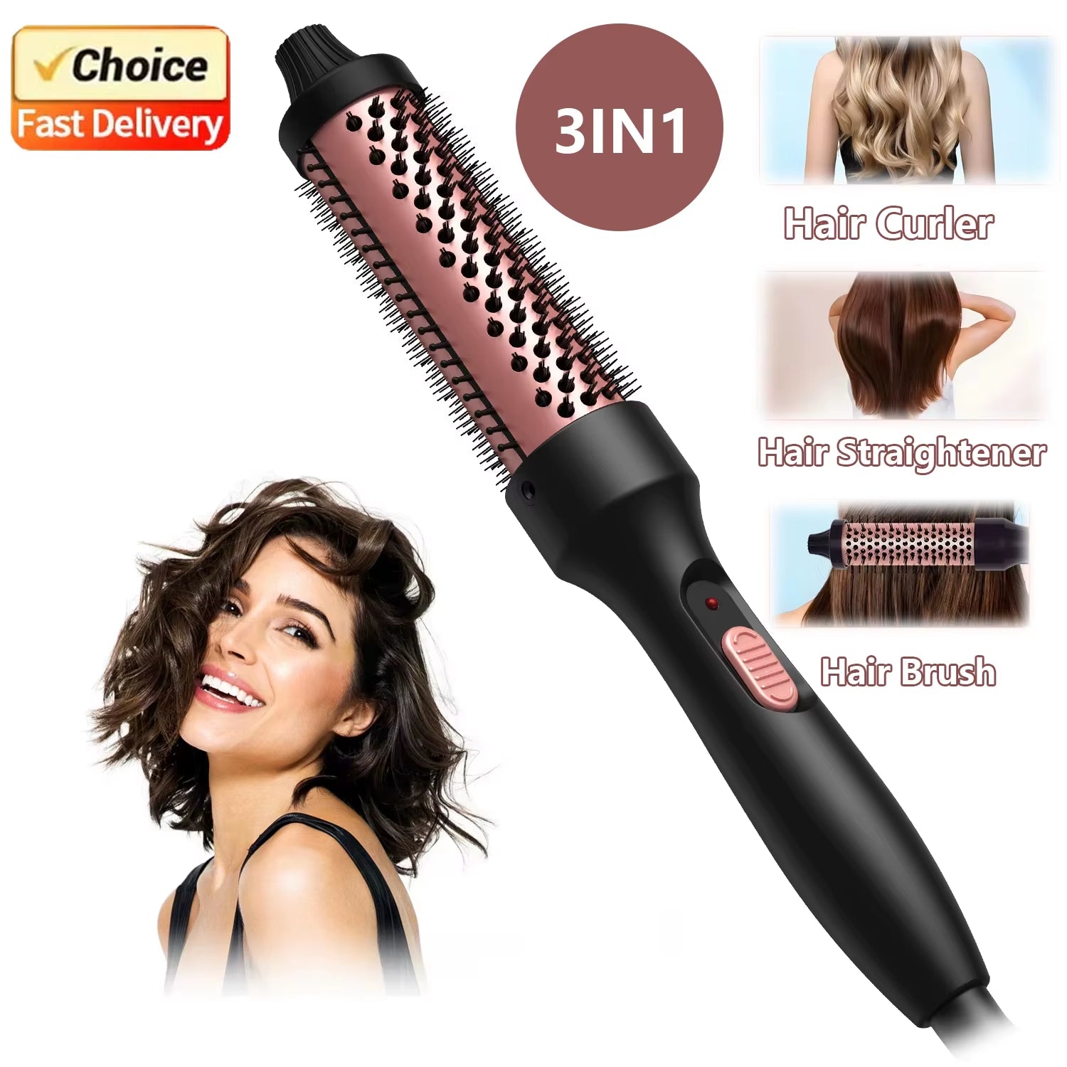 PTC Heated Curling Iron Brush 32Mm Thermal round Brush anti Scald Hair Styler Volumizing Curler for Home Salon Use
